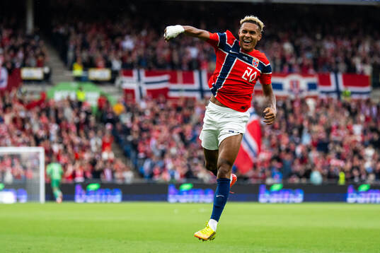Antonio Nusa of Norway celebrates
