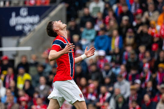 Jørgen Strand Larsen of Norway looks dejected