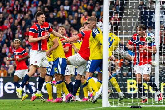 Jørgen Strand Larsen of Norway scores 3-0