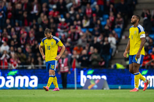 Jesper Karlström and Isak Hien of Sweden look dejected