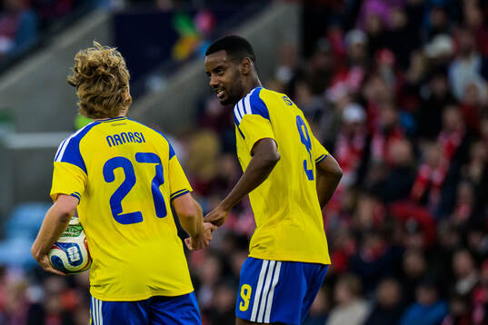 Sebastian Nanasi and Alexander Isak of Sweden