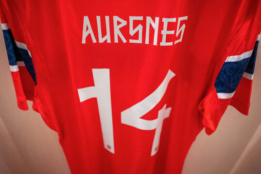 The kit of Fredrik Aursnes of Norway in the dressing room