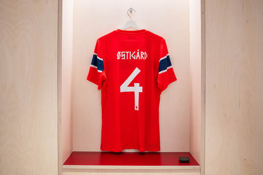 The kit of Leo Østigård of Norway in the dressing room