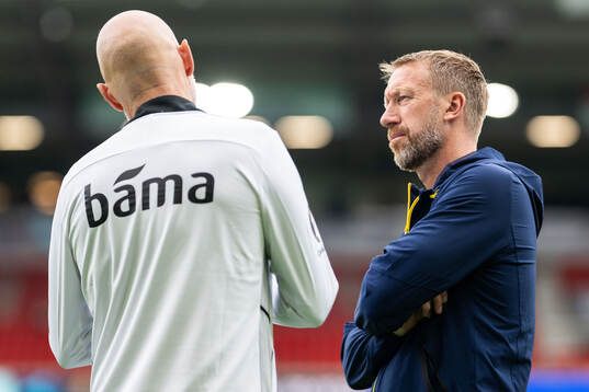 Head coach Graham Potter of Sweden and Head coach Ståle