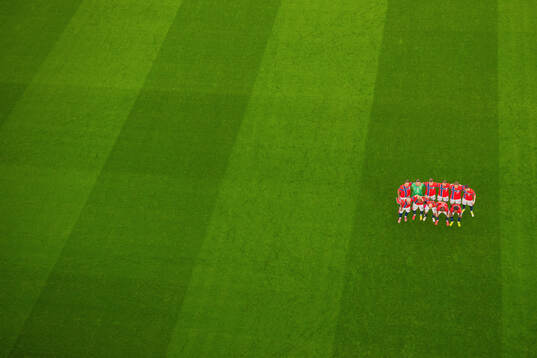 The starting eleven of Norway pose for a team photo