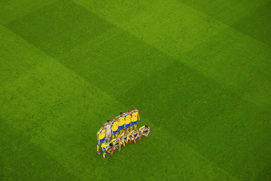 The starting eleven of Sweden pose for a team photo
