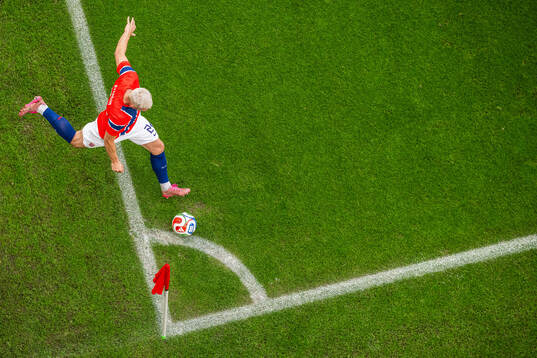 Julian Ryerson of Norway takes a corner kick