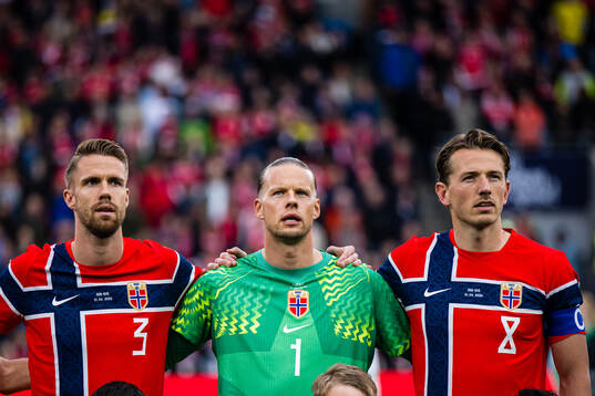 Kristoffer Ajer, goalkeeper Ørjan Nyland and Sander Berge