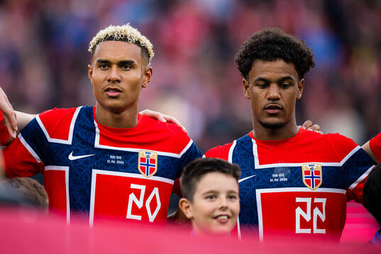 Antonio Nusa and Oscar Bobb of Norway