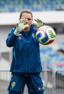 Goalkeeper Jennifer Falk of the Swedish women's national