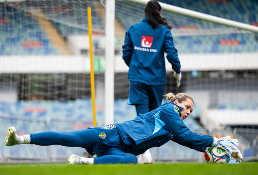 Goalkeeper Jennifer Falk of the Swedish women's national