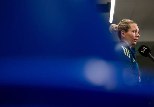 Goalkeeper Jennifer Falk of the Swedish women's national