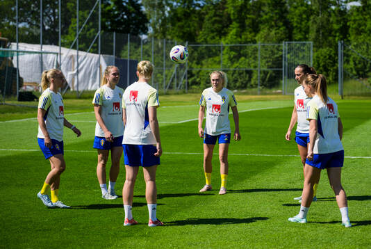 Players of the Swedish women's under-23 national team at a