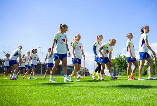 Players of the Swedish women's under-23 national team at a
