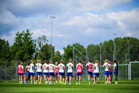 Players of the Swedish women's under-23 national team at a