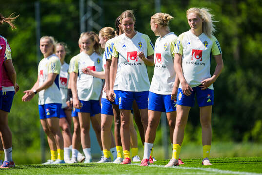 Players of the Swedish women's under-23 national team at a