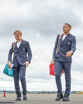 Andreas Schjelderup and Antonio Nusa of the Norwegian
