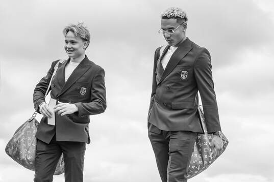 Andreas Schjelderup and Antonio Nusa of the Norwegian