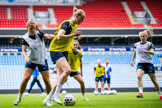 Iris Omarsdottir and Emilie Bragstad of the Norwegian