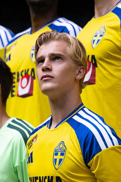 Lucas Bergvall of the Swedish national football team