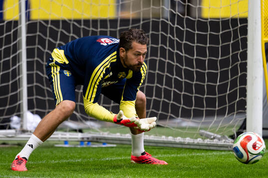 Goalkeeper Kristoffer Nordfeldt of the Swedish national