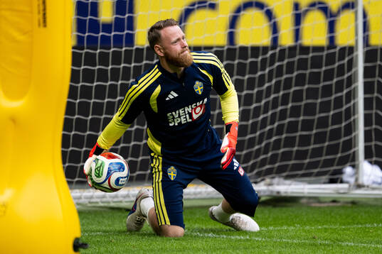 Goalkeeper Viktor Johansson of the Swedish national