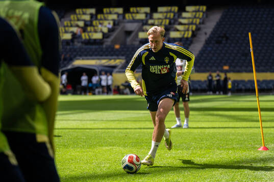 Herman Johansson of the Swedish national football team at a