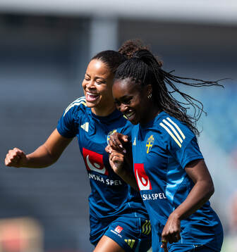 Beata Olsson and Monica Jusu Bah of the Swedish women's