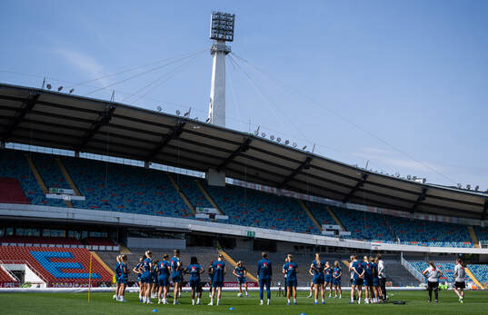 Players and staff of the Swedish women's national football