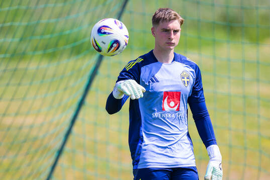 Goalkeeper Theo Krantz of the Swedish under-21 national