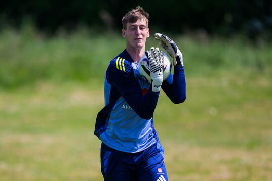 Goalkeeper Elis Jäger of the Swedish under-21 national