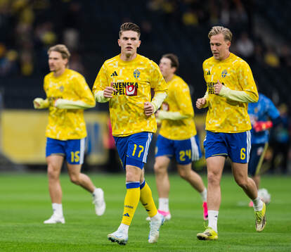 Viktor Gyökeres and Herman Johansson of Sweden
