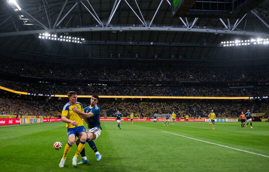 Viktor Gyökeres of Sweden and Konstantinos Koulierakis of