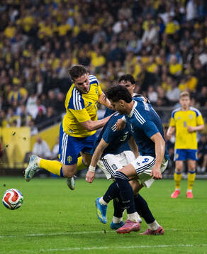 Viktor Gyökeres of Sweden against Konstantinos Koulierakis