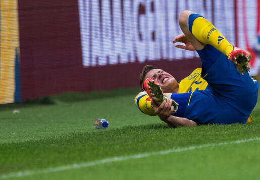Alexander Bernhardsson of Sweden in pain