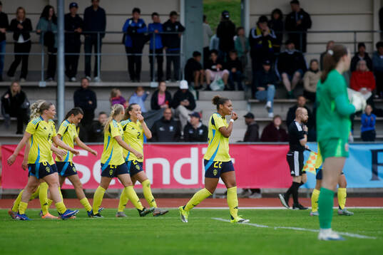 Astrid Fors of Sweden celebrates 2-0