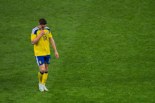 Viktor Gyökeres of Sweden looks dejected