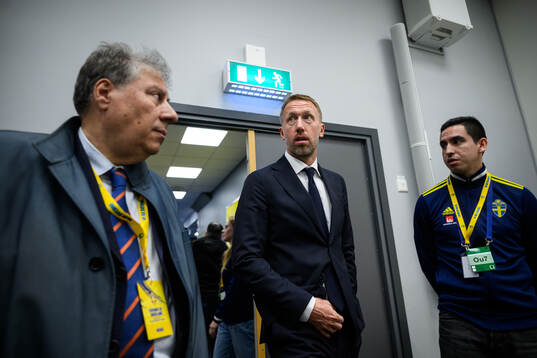 Head coach Graham Potter of Sweden at the press conference
