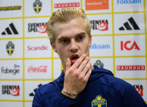 Lucas Bergvall of Sweden is interviewed