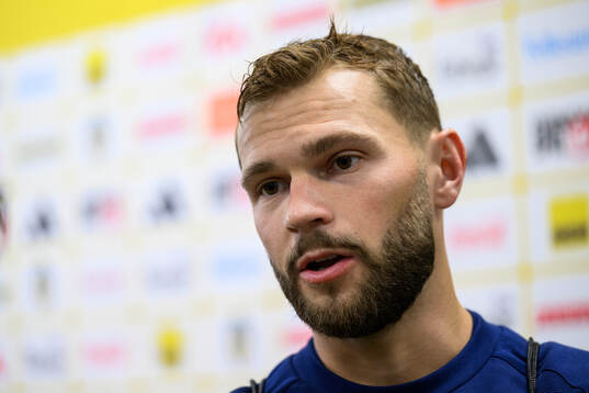 Jesper Karlström of Sweden is interviewed