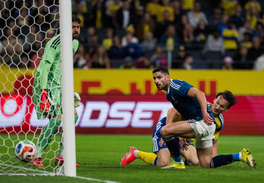 Goalkeeper Kristoffer Nordfeldt and Hjalmar Ekdal of Sweden
