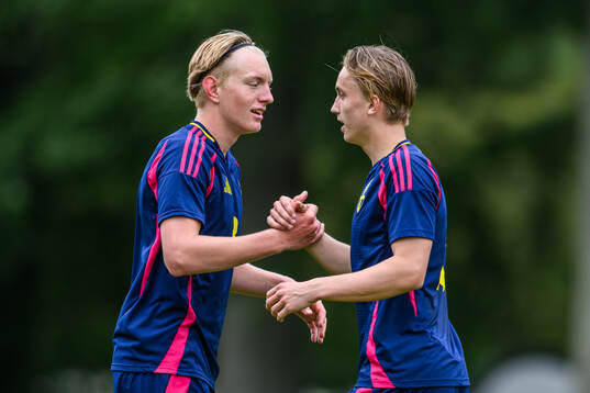 Hampus Thorsson and Alexander Berisson celebrates scoring