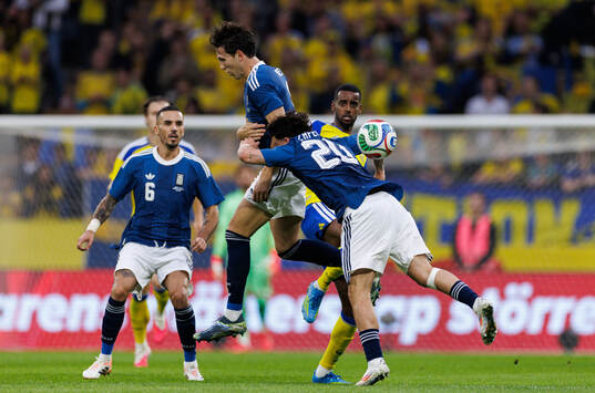 Alexander Isak of Sweden and Christos Zafeiris of Greece