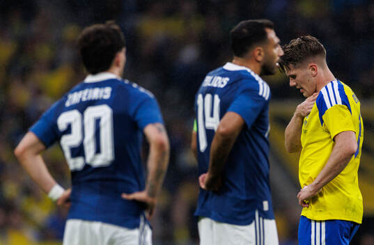 Viktor Gyökeres of Sweden in pain