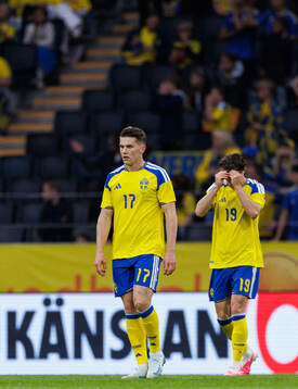 Viktor Gyökeres and Mattias Svanberg of Sweden look