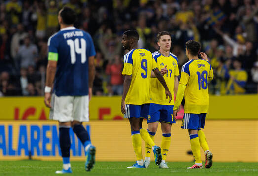 Alexander Isak, Viktor Gyökeres and Yasin Ayari of Sweden