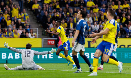 Alexander Isak of Sweden reacts