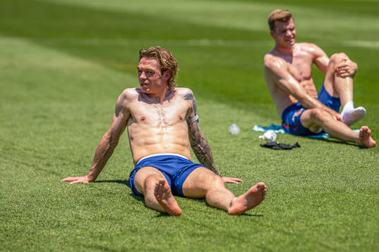 Patrick Berg and Alexander Sørloth of the Norwegian