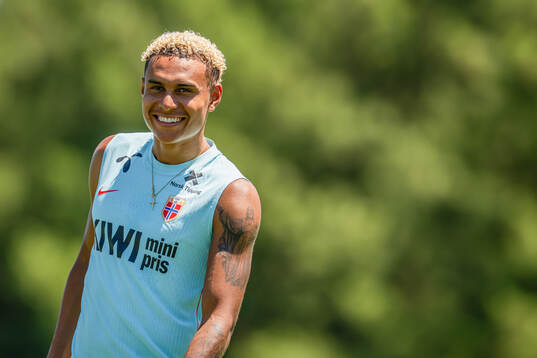 Antonio Nusa of the Norwegian national football team at a