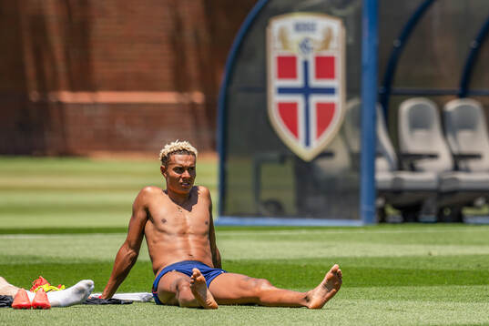 Antonio Nusa of the Norwegian national football team at a